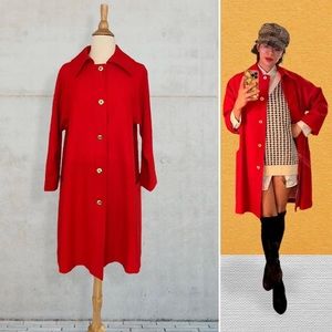 1960’s Red Coat | 60’s red Raincoat | 1960’s overcoat |